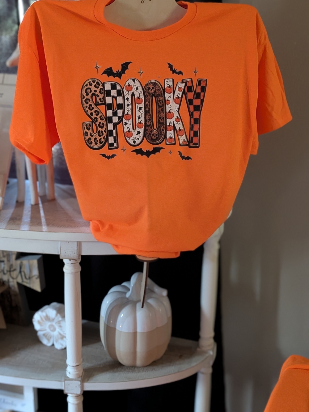 Gildan Orange 'Spooky' Graphic Short Sleeve Tee